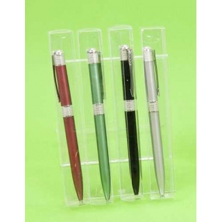 Bolígrafos colores franja plateada surtidos en caja acetato (precio unidad)