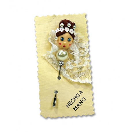 Alfiler de boda hecho a mano muñeca con perla