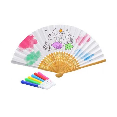 Abanico con sirena para colorear incluye pinturas